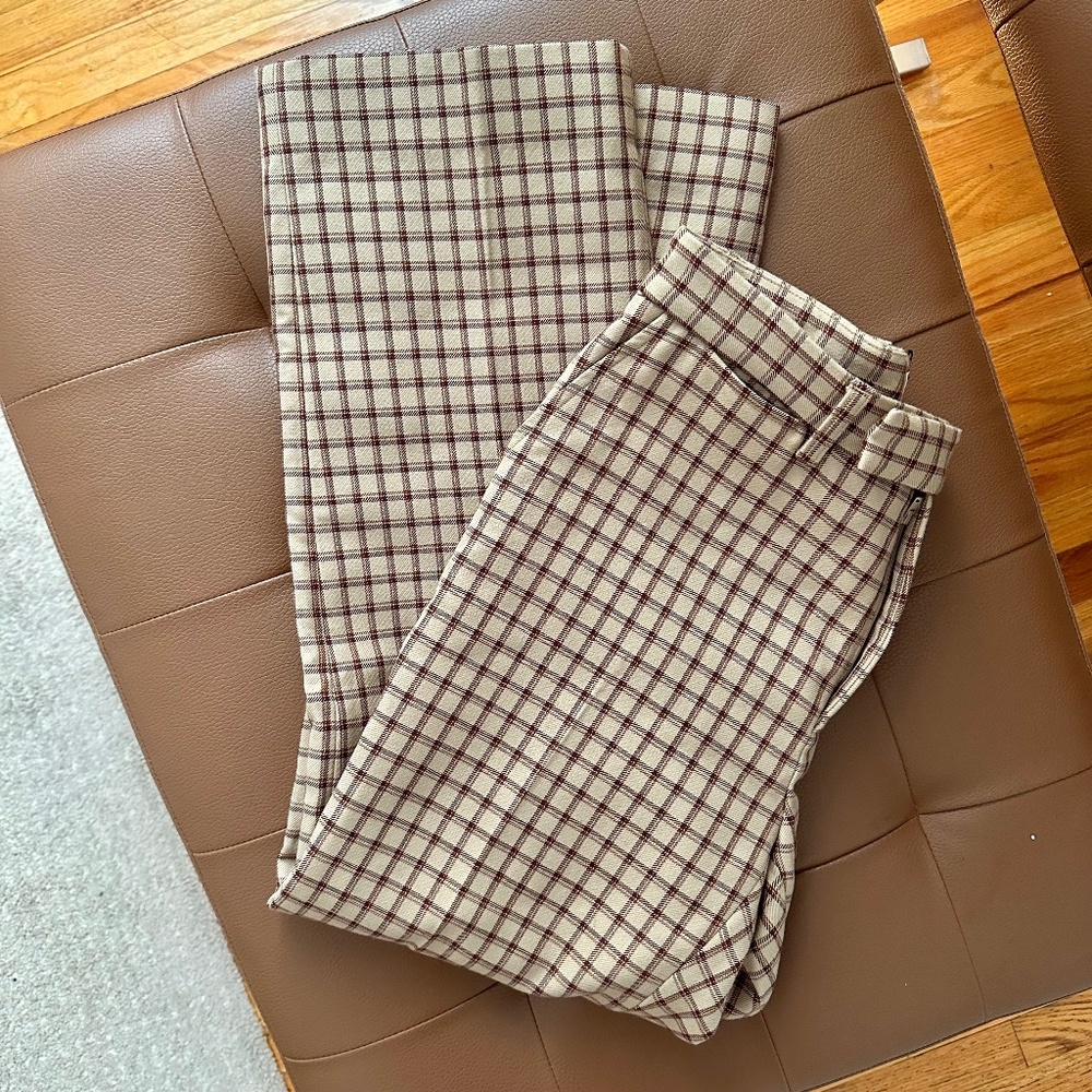 Maryam Nassir Zadeh plaid wool pants brown size 30 M